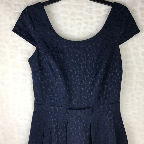 Paper Crown Anthro Dark Blue Rosette Print Dress M - Picture 6 of 8
